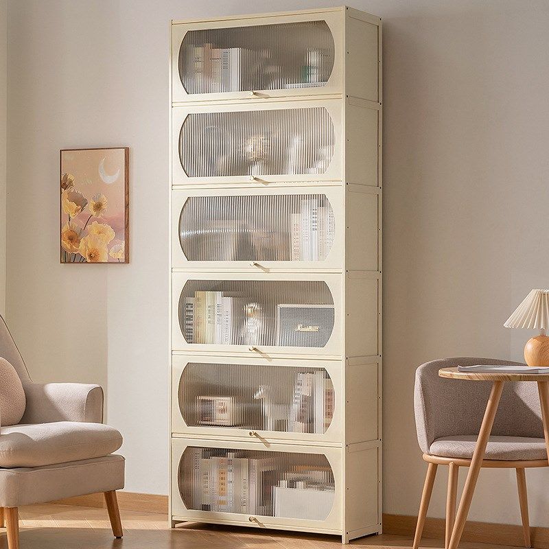 书架落地置物架一体靠墙收纳柜奶油风客厅多层储物展示柜儿童书柜,住宅家具,书架,淘宝优惠券,粉丝福利购,淘宝优惠卷