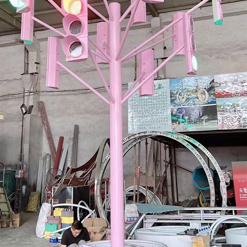 网红爱心打卡心形红绿灯交通标志信号牌道路障碍红创意工厂定制