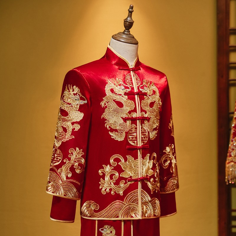 秀禾服男2024年新款中式新郎结婚礼服敬酒服大码婚服男士唐装接亲