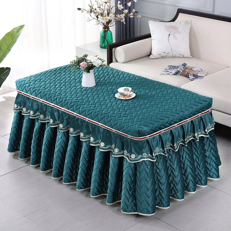 长方形电炉烤火桌子罩加厚长绒裙茶几壁纸烤火被取暖炉套高档冬季