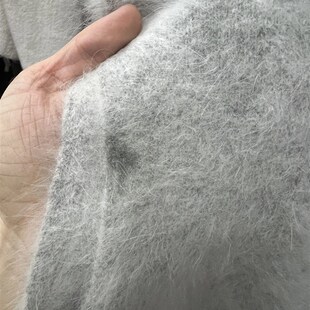 004ding级拉毛兔毛兔绒御寒百搭使用叠穿浅灰色背心针织毛衣