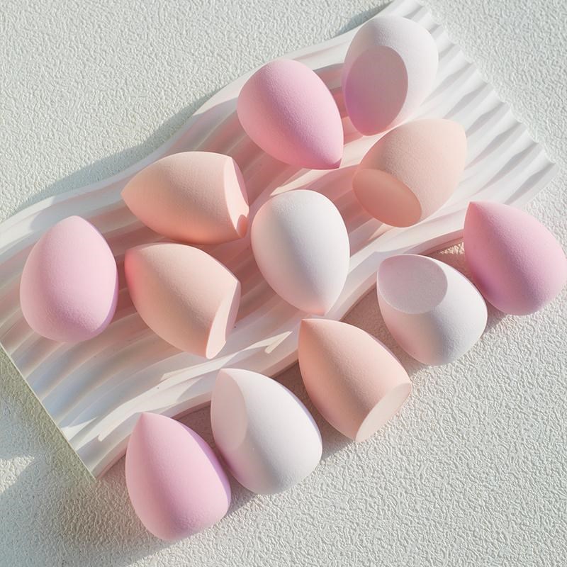 12个化妆海绵美妆蛋粉扑粉色黑色多形状干湿两用袋装便携化妆工具