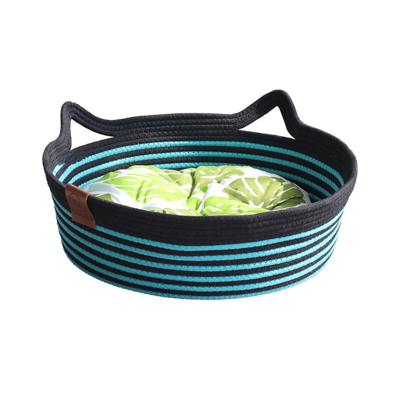 新夏季宠物编织猫窝黑湖蓝色高级配色保暖窝耐抓耐磨可水洗不掉屑