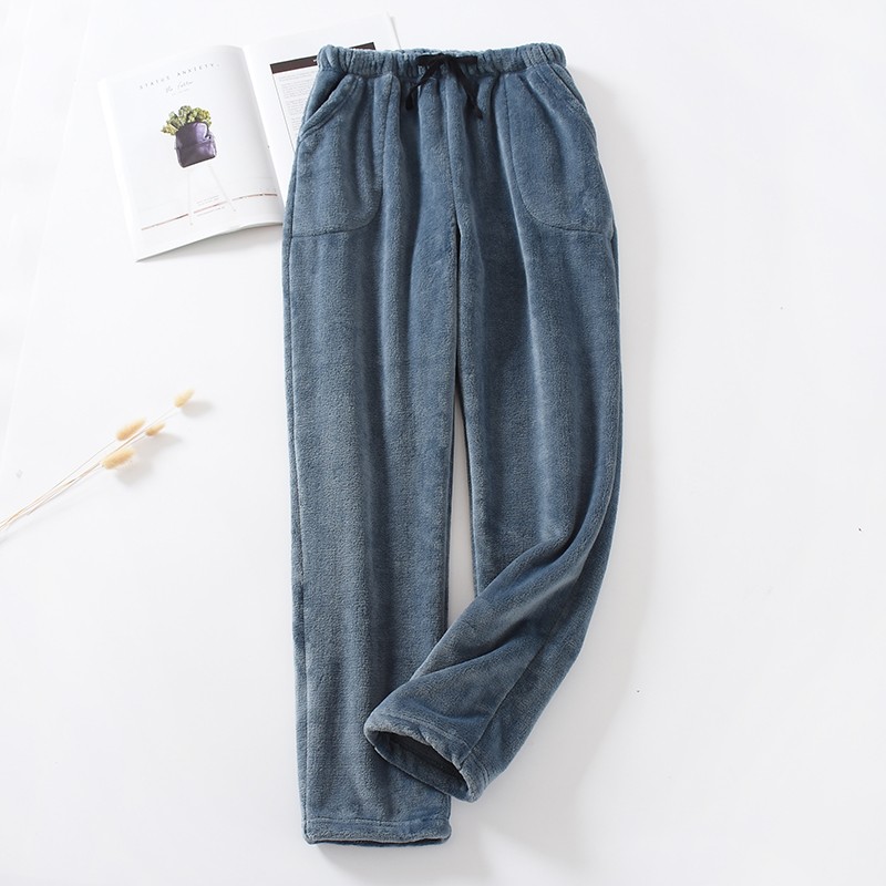 特厚 珊瑚绒睡裤女冬加厚加绒收口束腿大码宽松居家法兰绒暖暖裤