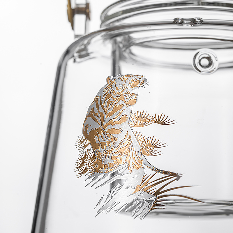 耐热玻璃蒸煮双胆煮茶壶铜把实木电陶炉专用加厚烧水壶虎年茶水壶