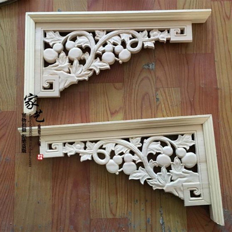 东阳木雕实木仿古门窗隔断吊顶背景墙梁托垭口装饰葫芦雕花角花