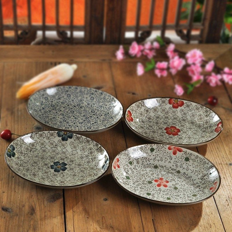 日式 9.5英寸平口蛋形盘 鱼盘椭圆形盘子家用菜盘菜碟子 深盘汤盘,餐饮具,盘,淘宝优惠券,粉丝福利购,淘宝优惠卷