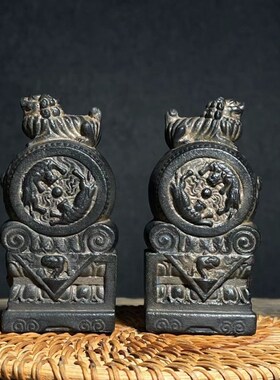 抱鼓石摆件貔貅一对仿古石狮子麒麟家用石鼓茶社摆件