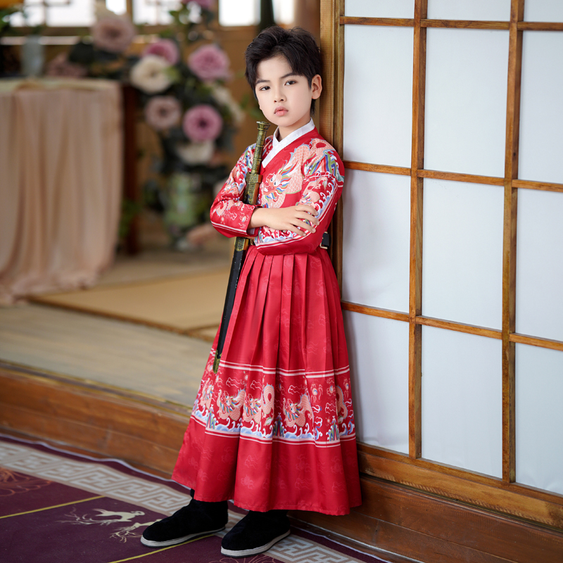 童汉服国学服孩锦衣卫飞鱼服春秋明制蟒袍儿童古装侠客演出服