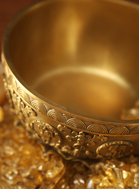 铜欣祥纯铜聚宝盆摆件中式家居装饰品客厅玄关摆设办公室开业礼品