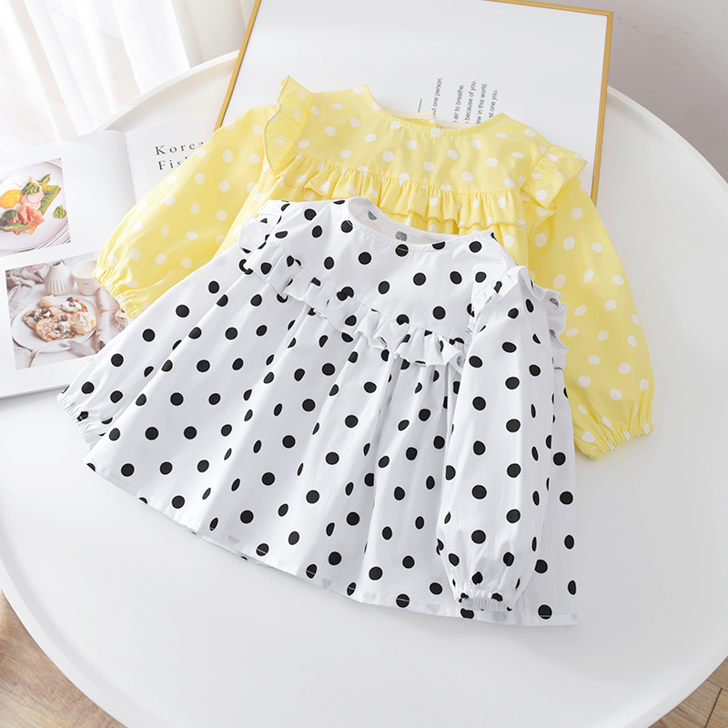 女童衬衫春秋新款女宝宝洋气时髦女婴儿波点娃娃衫儿童纯棉上衣潮