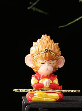 创意齐天大圣手工艺品陶瓷悟空茶宠车载装饰鱼缸造景禅意家居摆件