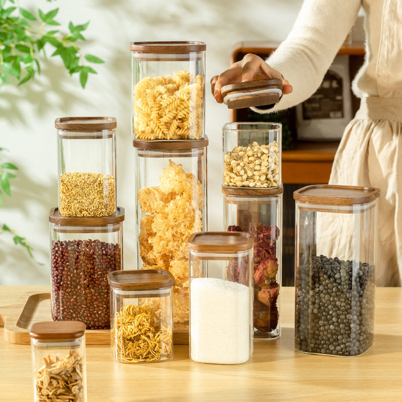 日本进口食品级玻璃储物罐厨房食品杂粮咖啡豆茶叶密封罐收纳罐子