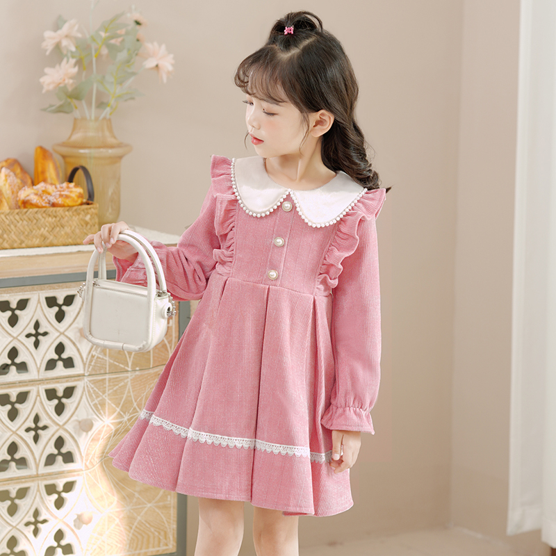 女童连衣裙春秋2023新款春装加绒女孩秋冬裙子春季儿童公主裙春款