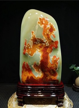 奇石阿富汗玉天然红碧玉鸡血色原石镇宅玉石观赏景观家居装饰摆件