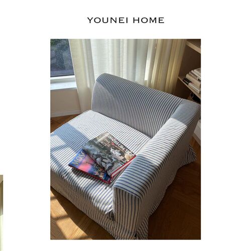 由内艺术家居YOUNEIHOME圣诞红条纹可换沙发套法式小户型沙发定制