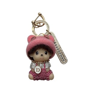 个性软萌娃娃镶钻钥匙扣女生可爱精致防丢号码牌汽车钥匙链圈挂件