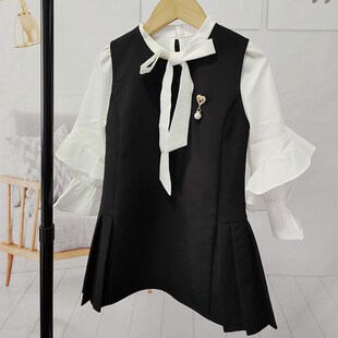 女童春秋洋气马甲裙2023新款背心裙西装西服连衣裙学院风百搭儿童