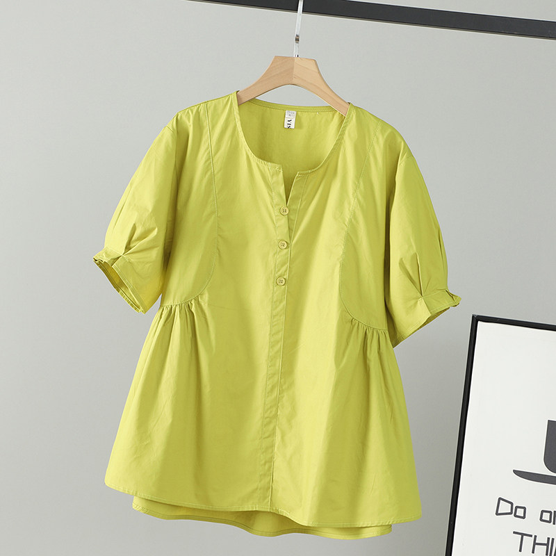 胖mm夏装T恤女显瘦时髦大码上衣藏肉小V领200斤灯笼袖甜辣娃娃衫,女装/女士精品,T恤,淘宝优惠券,粉丝福利购,淘宝优惠卷