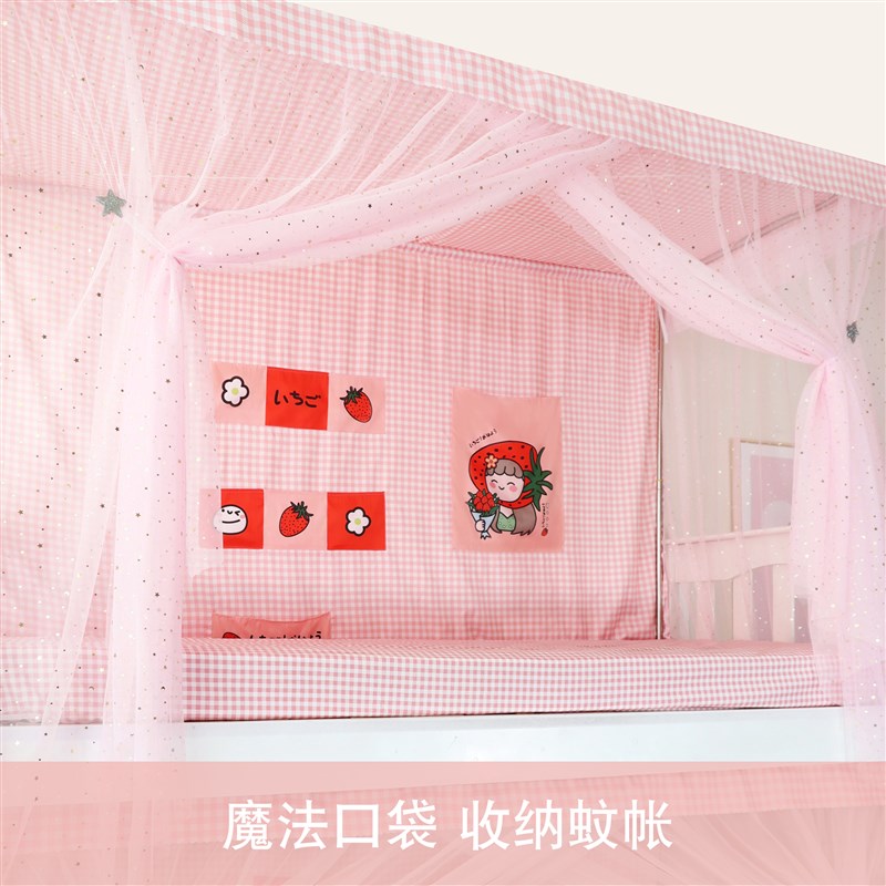 公主仙女可爱学生全封闭遮光上铺下铺宿舍寝室床帘蚊帐一体式支架