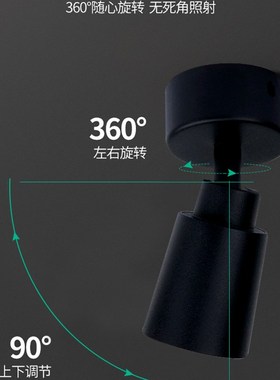 黑色led明装防眩射灯免开孔背景墙3W5W7W侧装照画天花灯聚光24度