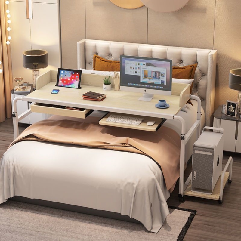 跨床桌可移动升降伸缩家用卧室床边桌懒人床上电脑桌书桌简易床桌