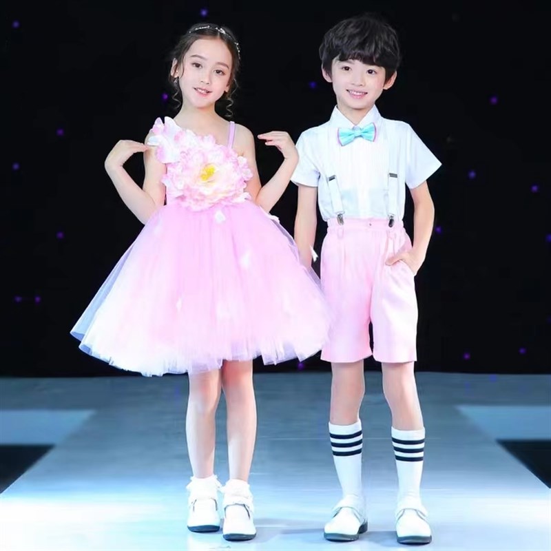 六一儿童演出服背带裤公主裙舞蹈服蓬蓬裙小学生大合唱团表演服装
