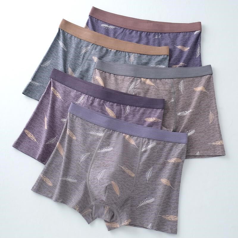 秋冬新款高腰深裆纯棉男士内裤加肥加大码无痕胖子四角裤平角裤头