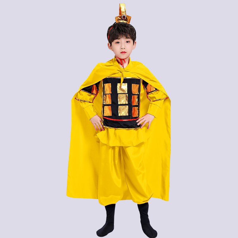 儿童古代士兵演出服将军盔甲兵马俑汉服男女童花木兰戏曲表演服装