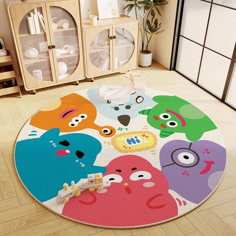 圆形地垫女孩卡通小怪兽卧室床边客厅防水可擦洗椅子儿童房地毯,居家布艺,地毯,淘宝优惠券,粉丝福利购,淘宝优惠卷