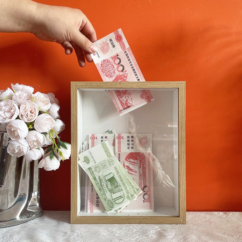 存钱罐相框纸放纪念币收纳展示相框摆台家居创意存储箱透明框,家居饰品,相框/画框,淘宝优惠券,粉丝福利购,淘宝优惠卷