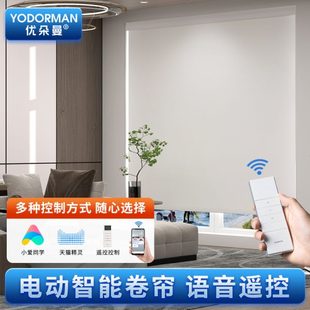 遥控全自动上下升降卷拉式 电动卷帘窗帘2024新款 室内隔断智能遮光