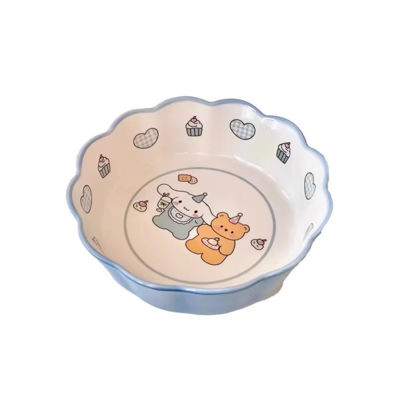 宠物陶瓷碗大口径猫碗狗碗仓鼠可爱卡通饭盆零食罐头喝水碗防打翻