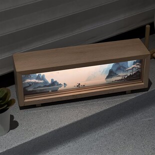 山水风景小夜灯创意生日礼物氛围感床头灯复古台灯充电桌面灯光画