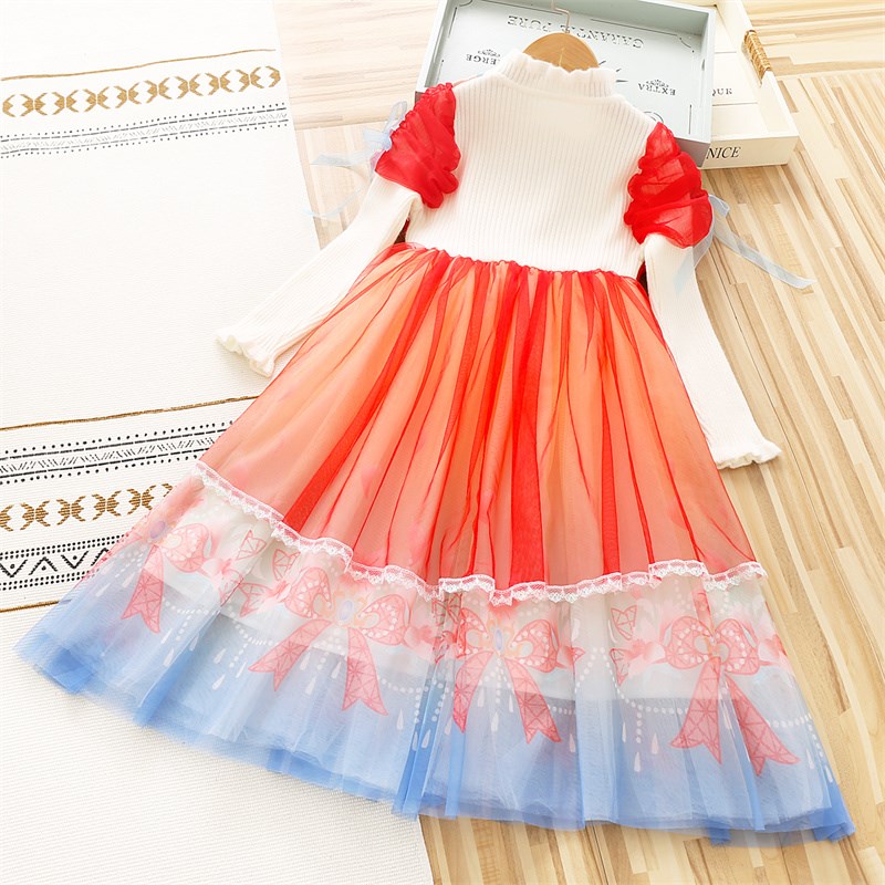 女童连衣裙汉服毛衣裙2024秋冬新款中国风儿童唐装裙子安娜公主裙