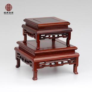 玉器红木雕奇石底座工艺品摆件玉石底座紫砂壶酸枝木套四正方台