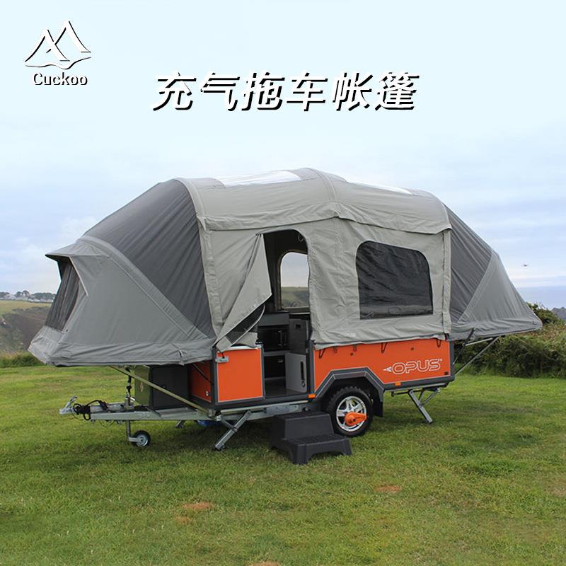 露营拖车帐篷户外加厚保暖防风防雨野营家庭帐篷拖车车顶充气帐篷
