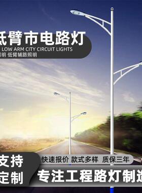 市电路灯全套高低臂高杆灯双臂6米8米led道路照明路感应路灯