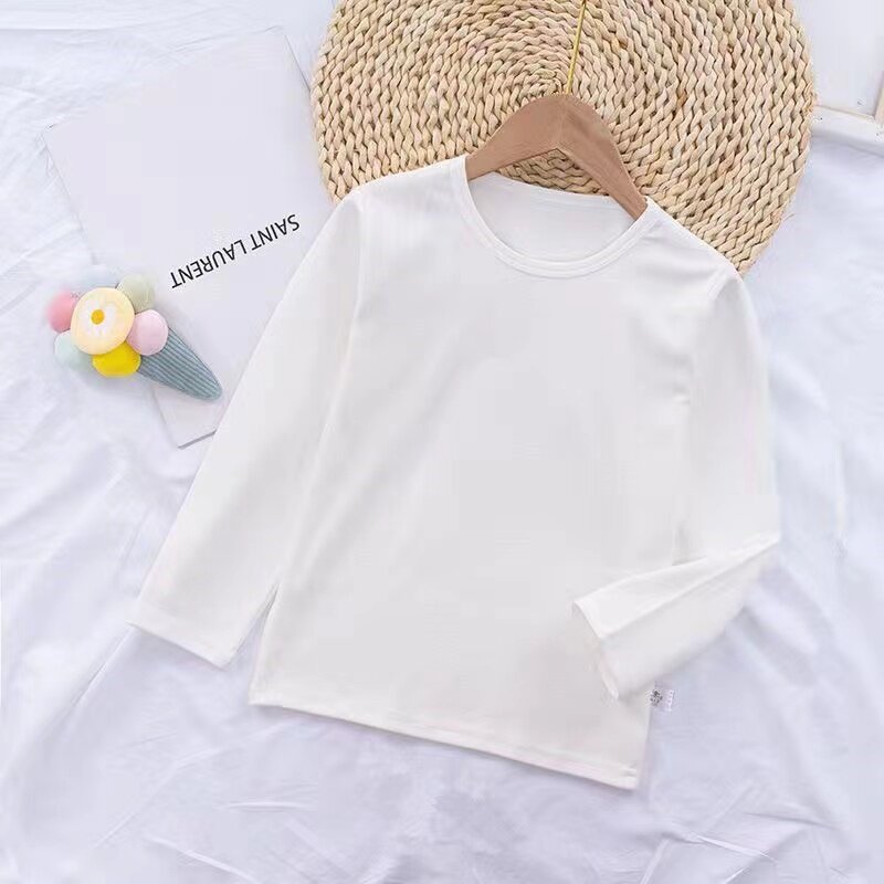儿童衣服女童纯棉t恤圆领长袖上衣秋装男童打底衫秋冬季2023新款