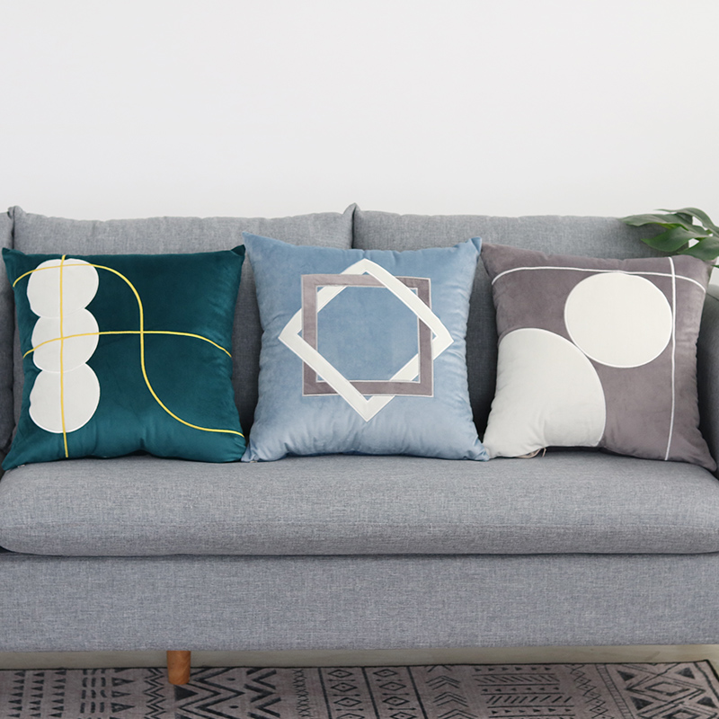 客厅沙发抱枕靠垫简约创意床头靠背毛绒正方形抱枕套不含芯45x45