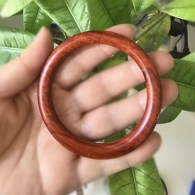桃木手镯雷击木红桃木本命年无漆无上色原木贵妃手镯实木雕刻