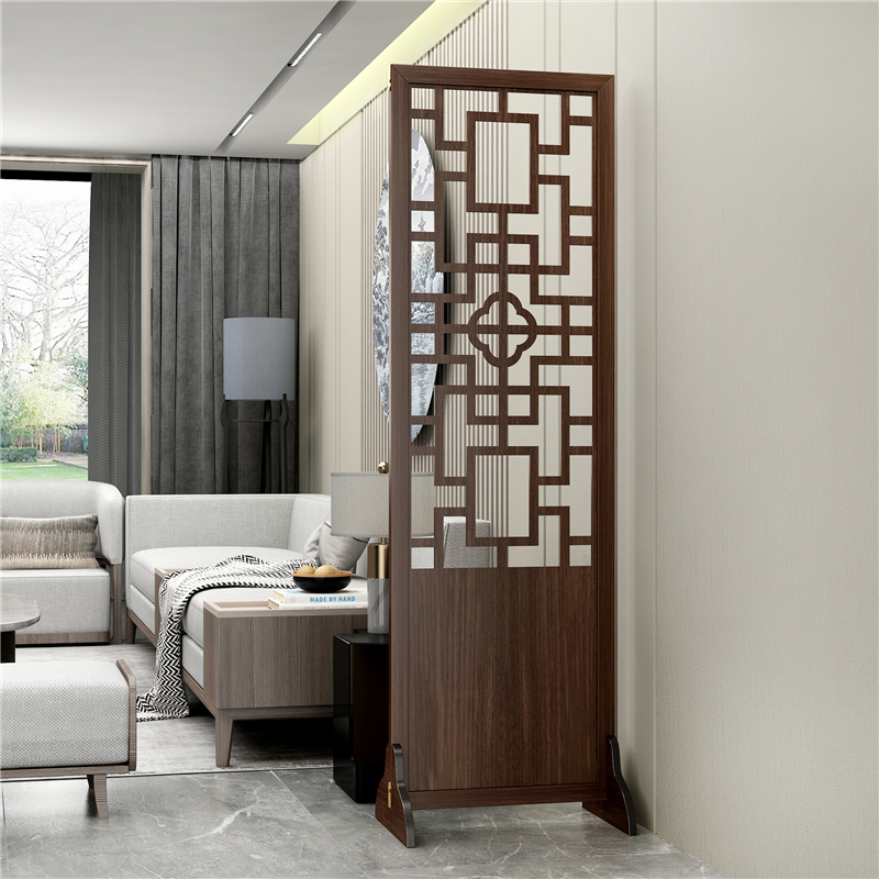 新中式屏风隔断实木玄关折屏折叠装饰镂空雕花简约进门办公室遮挡