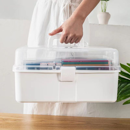 美术工具箱三层多层折叠学生用绘画箱手提式多功能家用化妆收纳盒