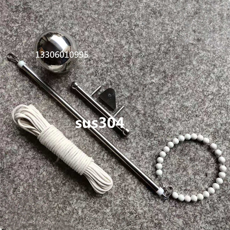 户外旗杆手拉绳升降配件1号红旗套杆升降杆304不锈钢滑轮把手圆球