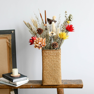 新中式禅意莲蓬莲花干花真花文艺招财橱窗装饰摆件套装组合带花瓶