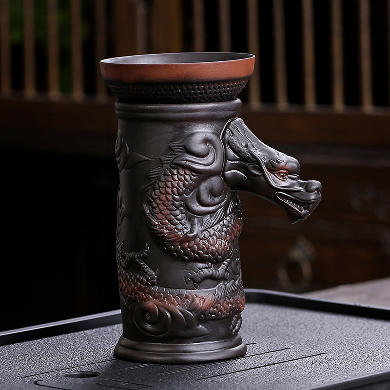 家用金蟾紫陶茶漏滤茶器公道杯一体泡茶创意茶叶过滤器陶瓷滤茶器