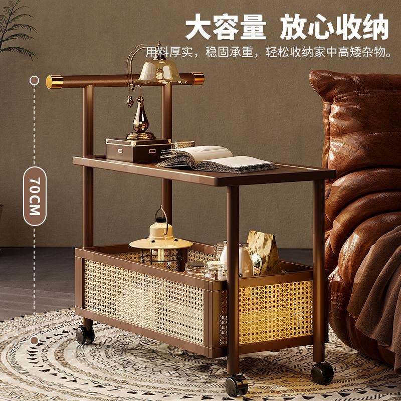 沙发边几可移动客厅小推车置物架带轮中古风小茶几家用简易小桌子