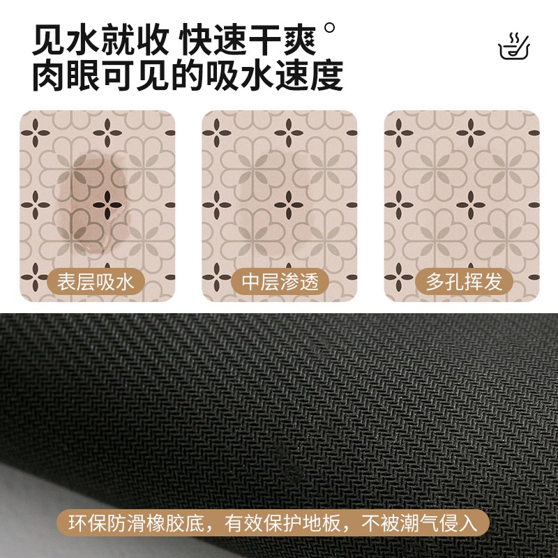 厨房防滑防油地垫硅藻泥吸水垫可擦免洗耐脏脚垫厨房专用地毯垫子