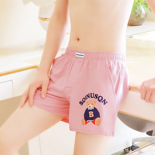 男士内裤男阿罗裤纯棉宽松平角裤大码居家睡裤透气男生四角短裤头