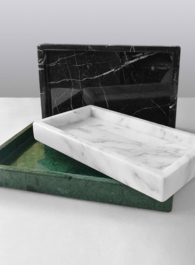 北欧天然大理石托盘首饰收纳盘卫生间厨房样板房家居装饰摆件定制